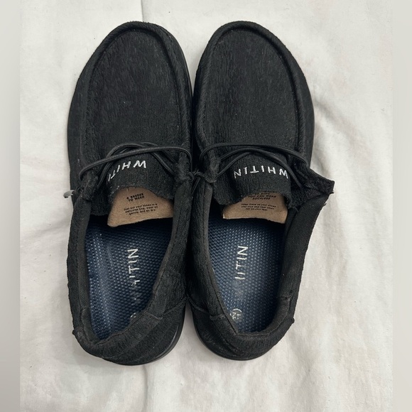 Whitin Men's Wide Minimalist Canvas Barefoot Slip-on Loafers Size 9 Black - Picture 3 of 5